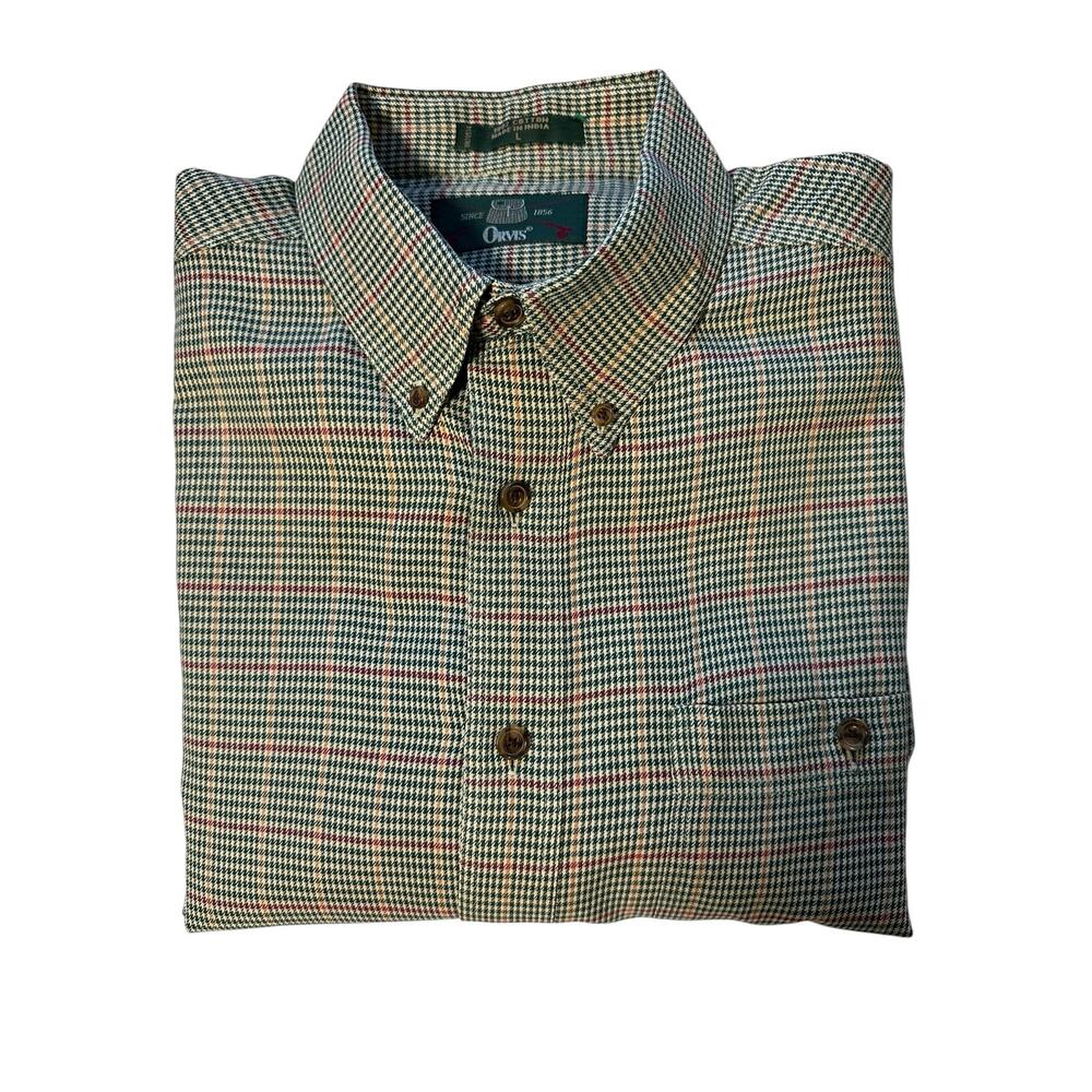 *SOLD* Orvis 100% Cotton Plaid Button Down Shirt Men’s Size L Heritage Old Money